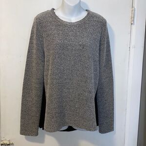 EIGHT SIXTY Gray Marled Fleece Sheer Black Panel Sweater-L